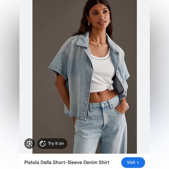 pistola Tops - pistola Della short- sleeved denim shirt